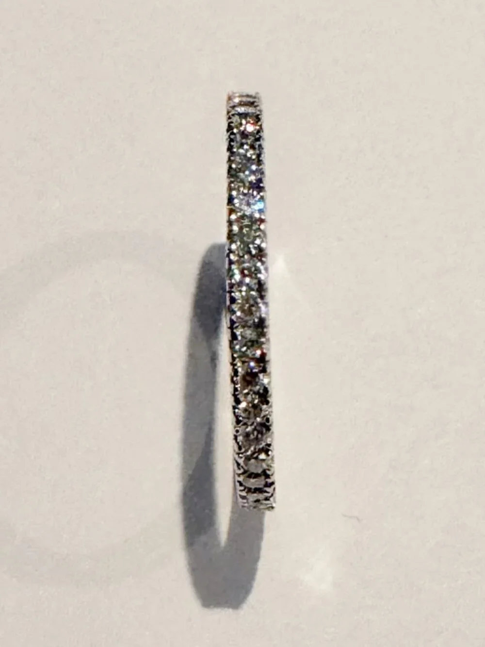 Silver Pavé Eternity Band Ring - Sparkling White CZ Accent